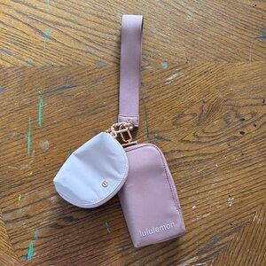 Lululemon Athletica Mauve Pink, light Pink Rose Gold attachment Dual Wristlet